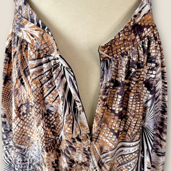 Sweet Generis Strappy Plunging Open Back Maxi Swing Dress Size 3X Bohemian Print - Picture 11 of 14